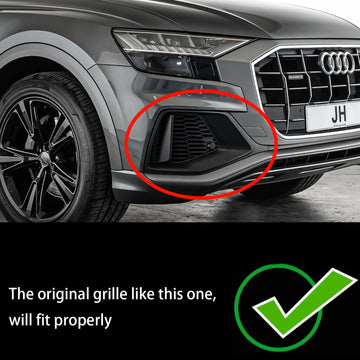 Audi Q8 S-Line / SQ8 2018-2023 2PCS Front Bumper Lower Grill Fog Light Grill Black Cover - 0