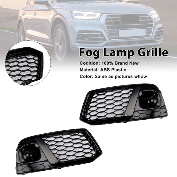 2018-2021 Audi Q5 Black Honeycomb Fog Light Grille Front Bumper Lower Grill Cover W/ ACC Hole