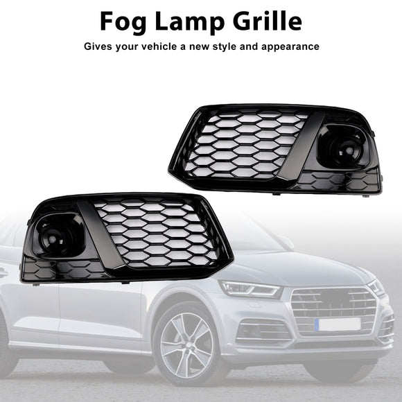 Grille de phare antibrouillard en nid d'abeille noire pour Audi Q5 2018 – 2021, couvercle de calandre inférieur de pare-chocs avant avec trou ACC
