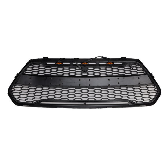 Ford Transit 150 250 350 350H 2015–2019 Front-Raptor-Grill, schwarzer Frontstoßstangen-Wabengrill mit LED