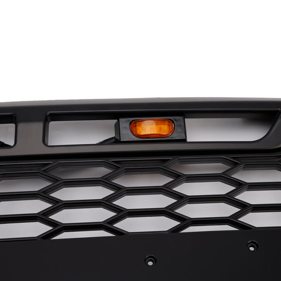 Ford Transit 150 250 350 350H 2015–2019 Front-Raptor-Grill, schwarzer Frontstoßstangen-Wabengrill mit LED