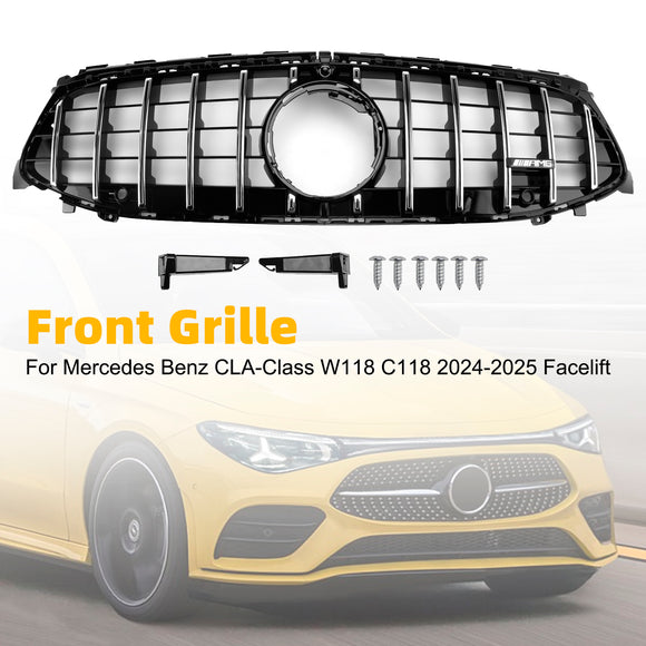 Mercedes Benz Classe CLA 2024-2025 W118 Griglia paraurti anteriore stile C118 GTR, griglia cromata