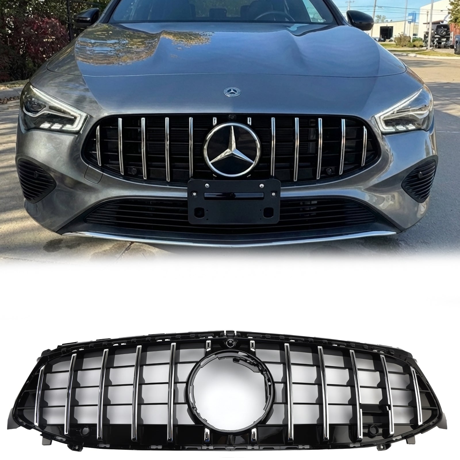 GRILLE CALANDRE NOIR pour Mercedes-Benz W204 C180 C200 C300 AMG GTR