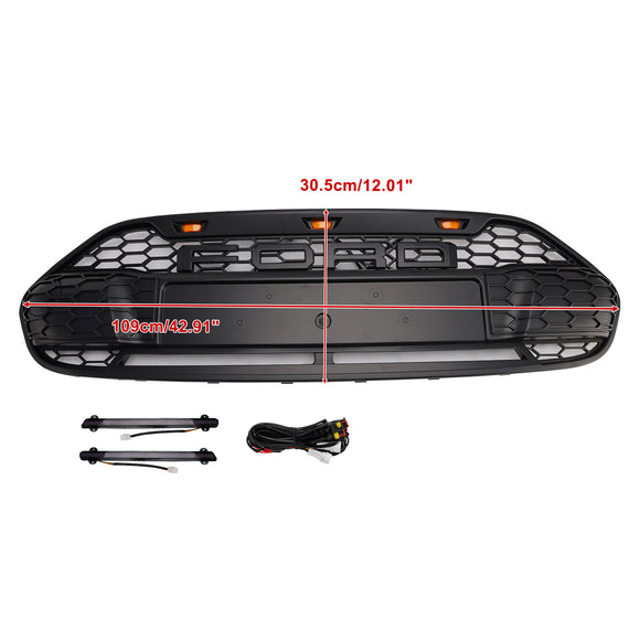 Calandre noire avec éclairage LED pour pare-chocs avant Ford Transit Connect Raptor 2014-2018 & Lettre
