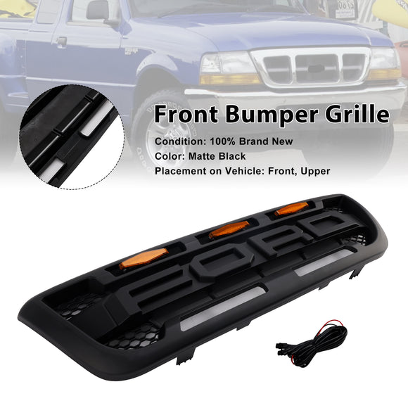 1998-2000 Ford Ranger Raptor Style Grill Grille de remplacement de pare-chocs avant noire avec lumière LED