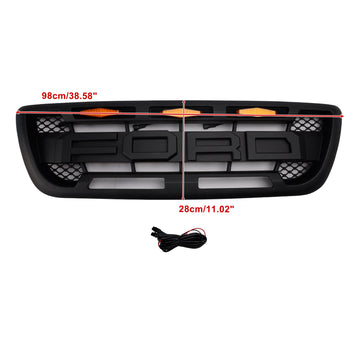 1998–2000 Ford Ranger Raptor Style Grill, schwarzer Frontstoßstangen-Ersatzgrill mit LED-Licht - 0