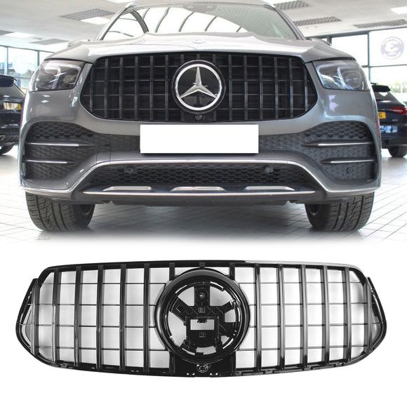 Mercedes-Benz Classe GLE W167 Griglia anteriore AMG-Line nera lucida 2019-2023 Griglia nera lucida