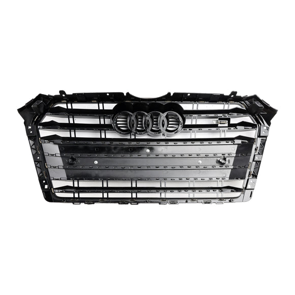 Griglia nera con stecche orizzontali per paraurti anteriore stile Audi A4/S4 B9 S4 2016-2019 con emblema ad anello