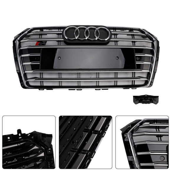 Grille de calandre hexagonale en maille de pare-chocs avant de Style S4 pour Audi A4/S4 B9 2017-2018 chromée