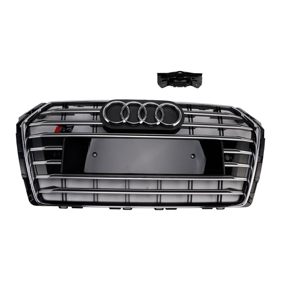 Grille de calandre hexagonale en maille de pare-chocs avant de Style S4 pour Audi A4/S4 B9 2017-2018 chromée
