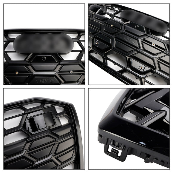 Audi A6/A6 Sline/S6 C8 2019-2023 S6 Parrilla estilo panal Parrilla de parachoques delantero negra con emblema negro