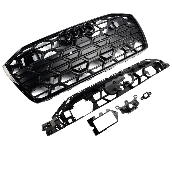 Audi A6/A6 Sline/S6 C8 2019-2023 S6 Parrilla estilo panal Parrilla de parachoques delantero negra con emblema negro