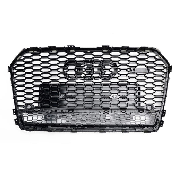 Audi A6/S6 C7 2015-2018 Facelift RS6 Style Grille avant en nid d'abeille Grille noire avec emblème argenté