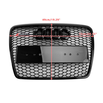 2008-2011 Audi A6 /S6 /A6 Sline C6 RS6 estilo parrilla parachoques delantero panal deporte malla hexagonal negro parrilla con emblema - 0