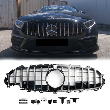 Mercedes Benz CLS-Klasse C257 CLS300/400/350/450/53 2018–2024 Frontstoßstangengrill, Schwarz/Chrom, GT-Stil-Grill - 0