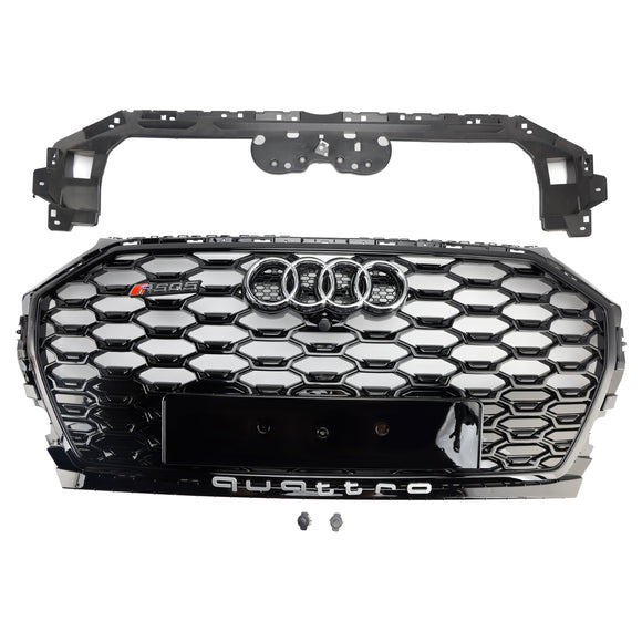 Parrilla delantera tipo panal estilo RS para Audi Q5 Sline 2021-2025 & Cubierta de luz antiniebla