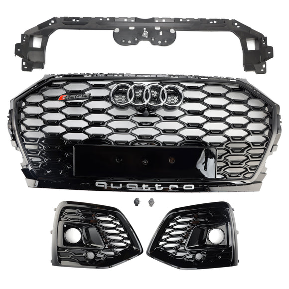Parrilla delantera tipo panal estilo RS para Audi Q5 Sline 2021-2025 & Cubierta de luz antiniebla