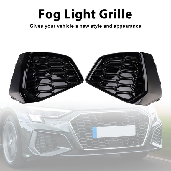 Audi A3 S-line/S3 8Y 2021-2023 Parrilla delantera inferior Luz antiniebla Parrilla Cubierta negra brillante 8YG807671A 8YG807672A
