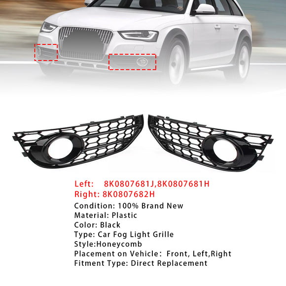 2010-2015 Audi A4 Allroad nid d'abeille calandre antibrouillard pare-chocs avant couvercle inférieur gril noir 8K0807681H 8K0807682H