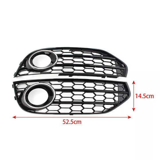 Front Bumper Honeycomb Fog Grille Cover For Audi A4 Allroad B8 2010-2015 Chrome