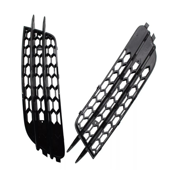 2012-2015 Audi A6 C7 Pre-Facelift Honycomb Lower Grille 2PCS Front Bumper Fog Light Black Cover Grill