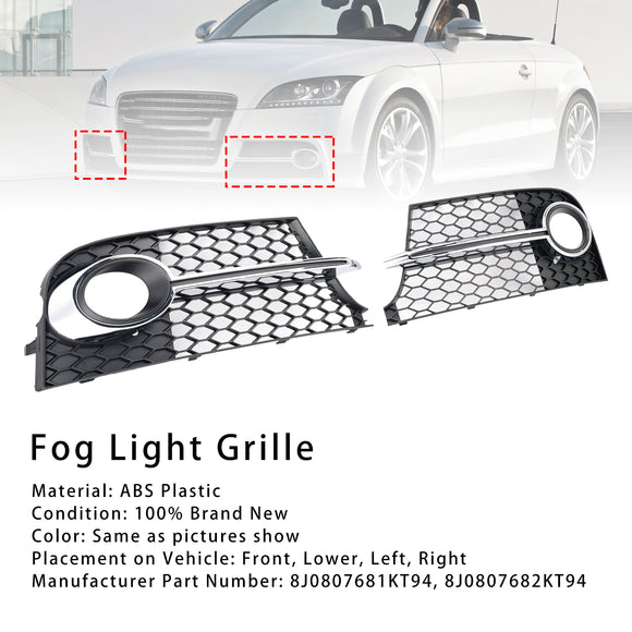 Chrome Front Bumper Fog Light Grille Fit Audi TT MK2 S-Line / TTS 2011-2014