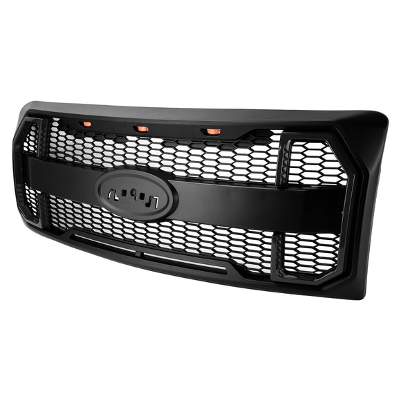 Ford F150 2009-2014 W/LED Parrilla negra mate Parachoques delantero Parrilla