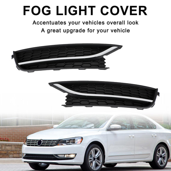 Volkswagen 2012-2015 Passat 2PCS Front Driving Fog Light Cover Black/Chrome