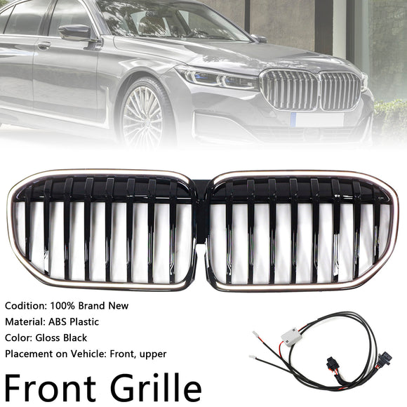 Single Slat Gloss Black Front Grill Grille Fit BMW 7 Series G11 G12 2019-2022