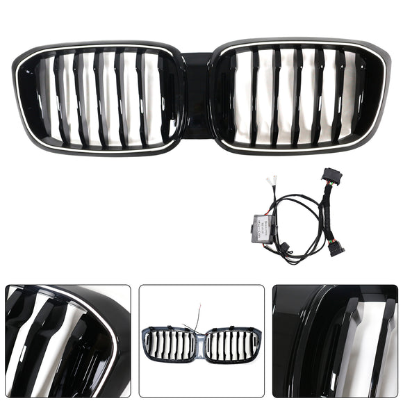 Rejilla de malla frontal negra brillante para BMW X4 G02 X3 G01 G08 2018-2021