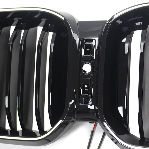 BMW X3 G01 / X4 G02 2022-2025 Black Kidney Front Grill Air Intake Radiator Bumper Grille W/ LED Strip Light