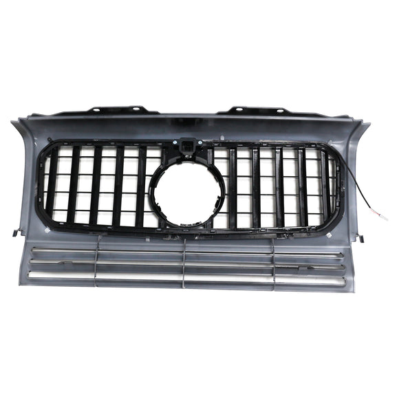 Mercedes Benz Clase G 1990-2018 W463 Parrilla delantera negra brillante, parachoques delantero de repuesto, rejilla negra del radiador con luz LED
