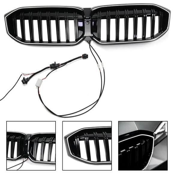 BMW 2023-2024 Serie 3 G20 G21 320i/330i/M340i/318i/320d Rejilla frontal tipo riñón de malla negra brillante