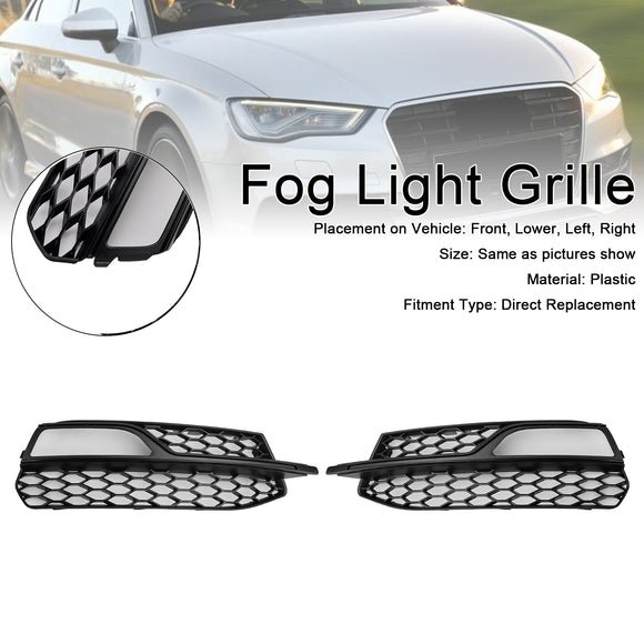 Audi A3 S-Line 8V 2013-2016 Honeycomb Fog Light Grill Front Bumper Lower Cover Black Grille 8V3807681G 8V3807682G