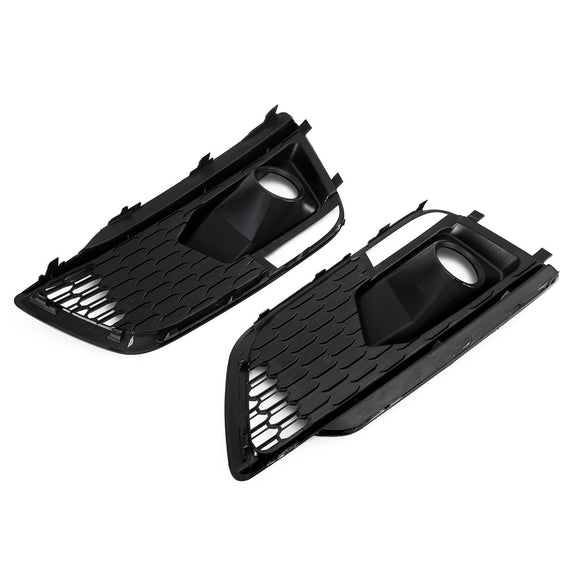 2018-2021 Audi Q5 Sline / SQ5 FY Honeycomb Fog Light Grille Front Bumper Lower Black Cover Grill W/ ACC Hole