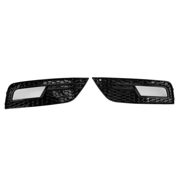 Audi A4 B8.5 2013-2016 Standard Front Bumper Glossy Black Fog Light Grille Replacement Cover Grill