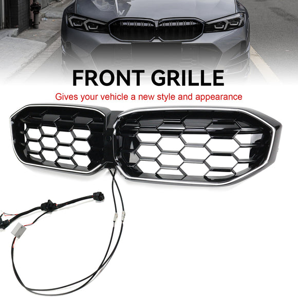 BMW 2023–2024 3er G20 G21 320i/330i/M340i/318i/320d Diamond Front-Nierengrill, glänzend schwarzer Grill