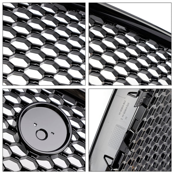 Griglia per paraurti anteriore a nido d'ape nera lucida, adatta per Jaguar XE 2015-2018