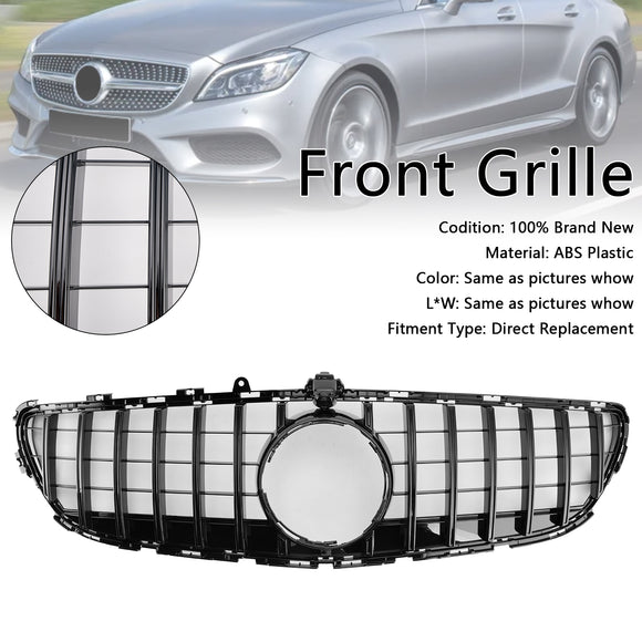 Mercedes Benz Classe CLS 2015-2018 W218 Grille de pare-chocs avant style C218 X218 GTR, calandre noire brillante