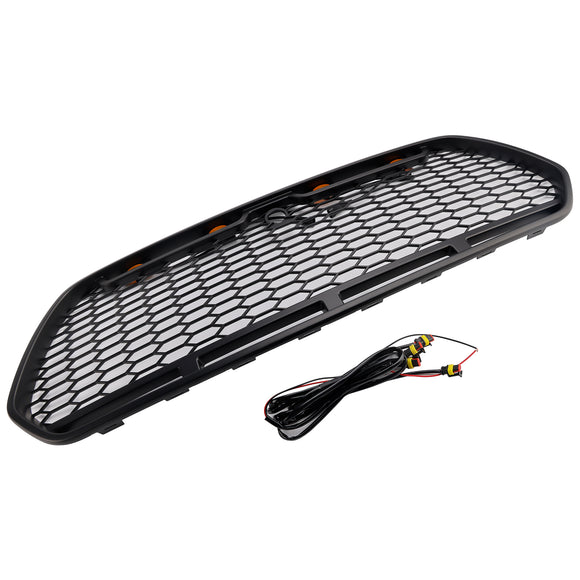 Ford Transit MK8 2015 2016 2017 2018 2019 Parrilla estilo panal negro mate parachoques delantero rejilla de radiador de entrada de aire con luz LED