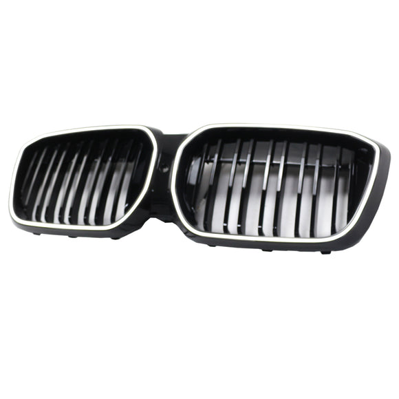 Doppelter Lamellen-Front-Nierengrill, schwarz, passend für BMW IX3 G08 LCI 2022–2024