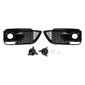 2018-2021 Audi Q5 Sline / SQ5 FY Honeycomb Fog Light Grille Front Bumper Lower Black Cover Grill W/ ACC Hole