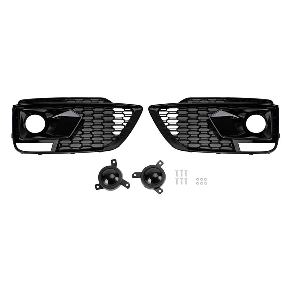 2018-2021 Audi Q5 Sline / SQ5 FY Honeycomb Fog Light Grille Front Bumper Lower Black Cover Grill W/ ACC Hole