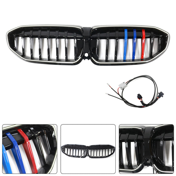 Parrilla de riñón negra 51138072085 compatible con BMW Serie 3 G20 2019-2022 estilo M