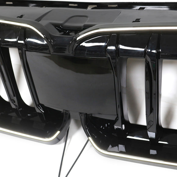 Rejilla de riñón para parachoques delantero, color negro brillante, compatible con BMW X1 U11 U12 2023-2024