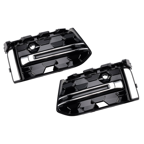 Audi A6 C8 2023-2025 Parrilla de cubierta cromada negra 2 piezas Parachoques delantero Luz antiniebla Rejilla embellecedora