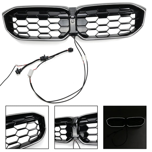 BMW 2023–2024 3er G20 G21 320i/330i/M340i/318i/320d Diamond Front-Nierengrill, glänzend schwarzer Grill