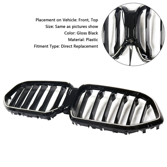 Grille de pare-chocs avant noire pour BMW X6 G06 M60i 2023 – 2025 avec trou pour caméra