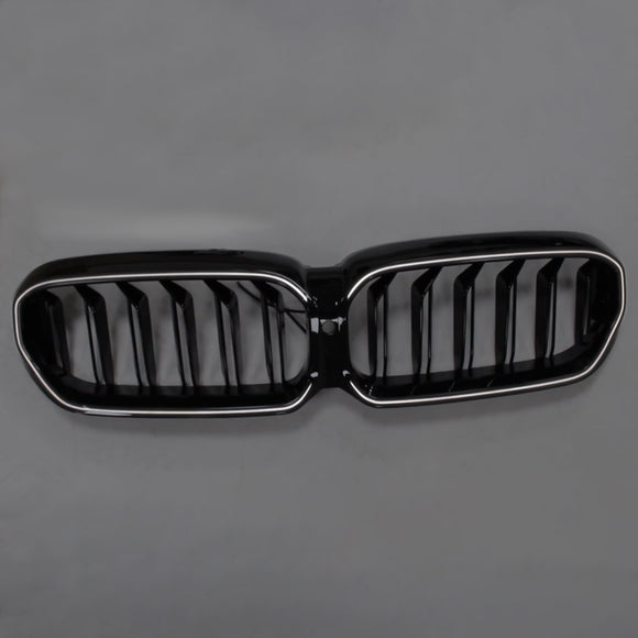 BMW 5 Series G30 G38 2021-2024 Black Front Kindey Grill Air Intake Radiator Double Slat Grille W/ LED Strip Light