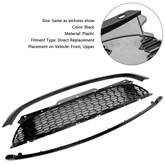 Mini Cooper S R55 R56 R57 R58 R59 2007-2015 JCW Style 3 pièces grille de remplacement de calandre avant noir brillant